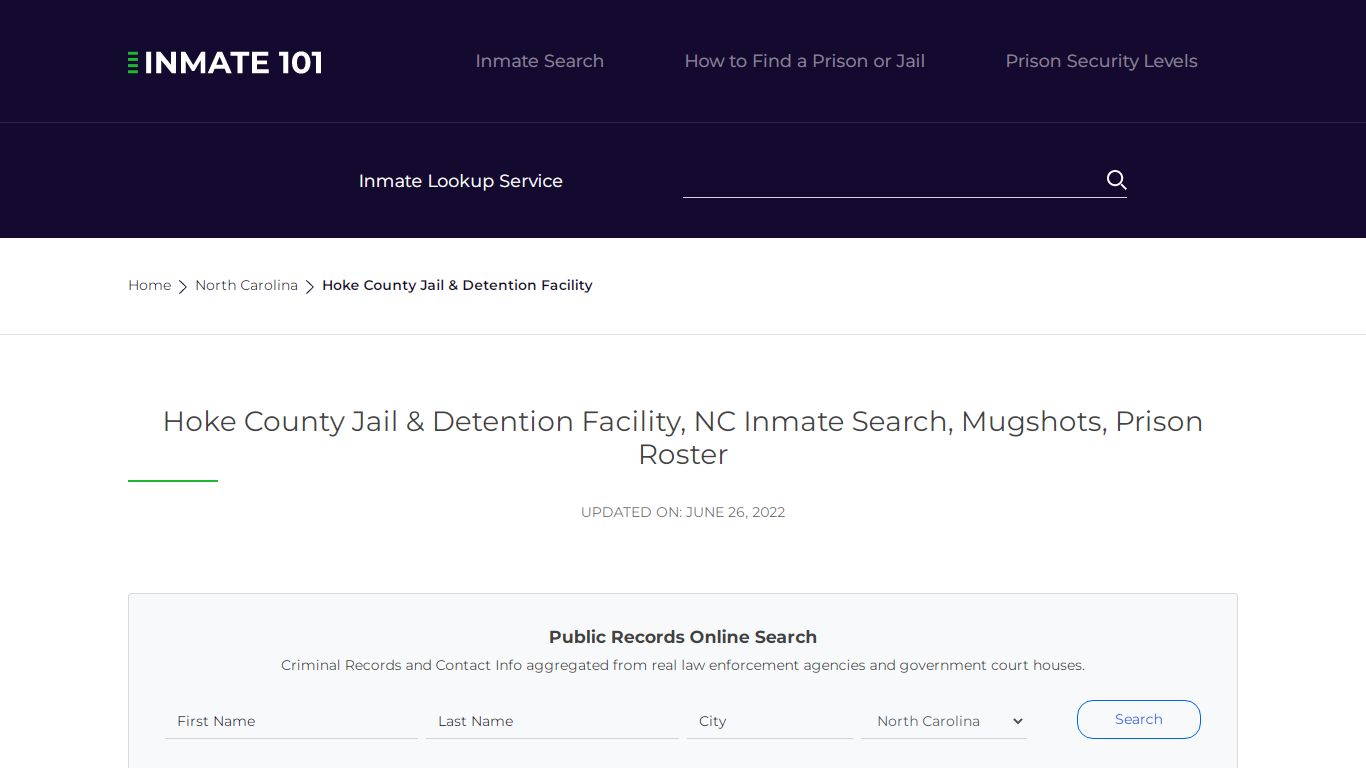 Hoke County Jail & Detention Facility, NC Inmate Search ...